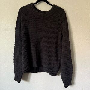 Chunky Waffle Gray Knit Sweater